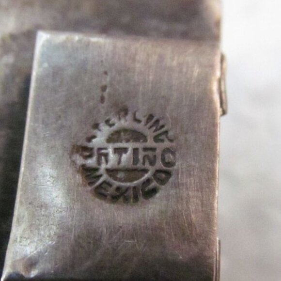 Sterling Silver Carved Green Onyx Tribal Face Mexican Link Bracelet Size 6.75 - Picture 7 of 16